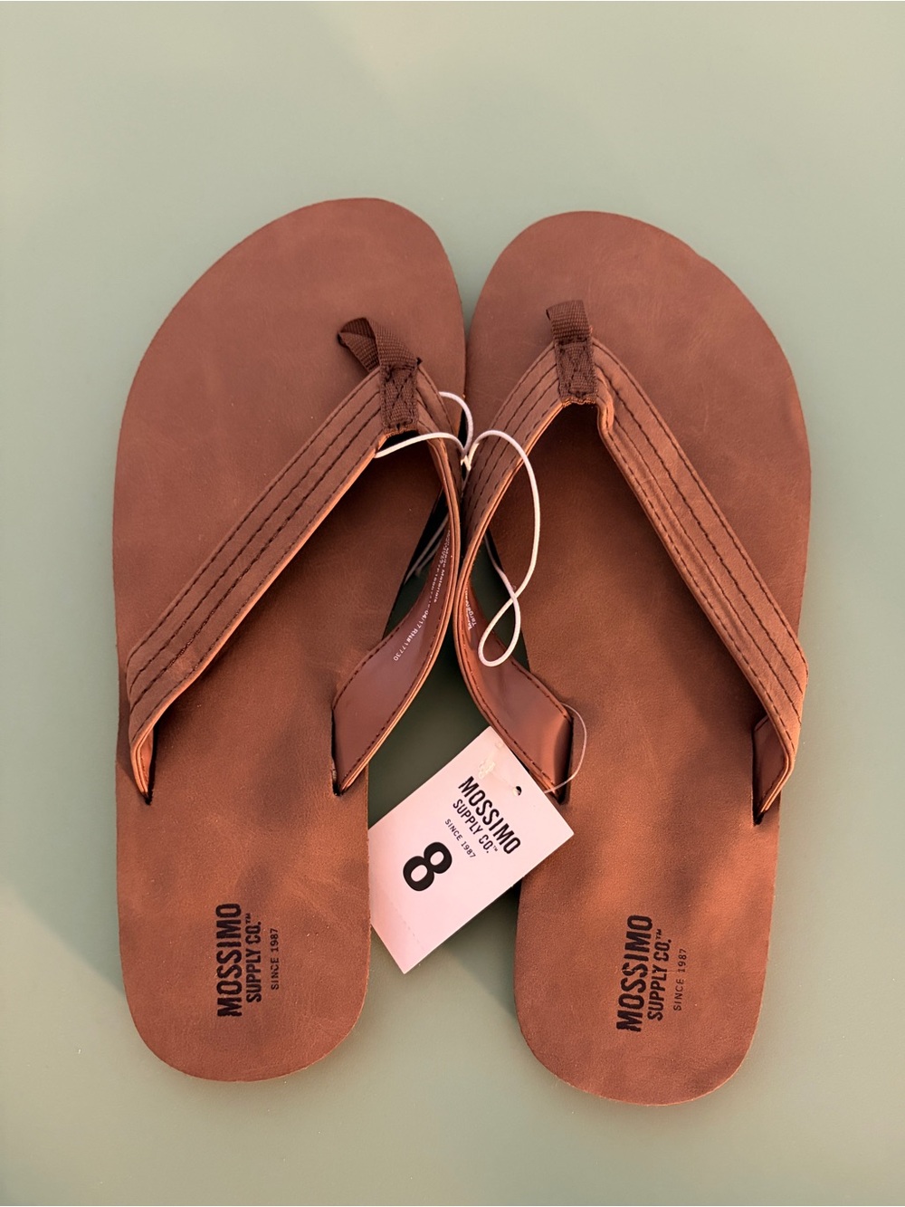 Mossimo Supply Co. Brown Women’s Leather Flip Flops NWT